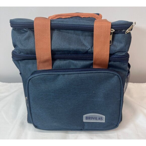 Brivilas Insulated Lunch Bag With Dual Zipper & Mesh Pocket 2 Compartments - Picture 1 of 7